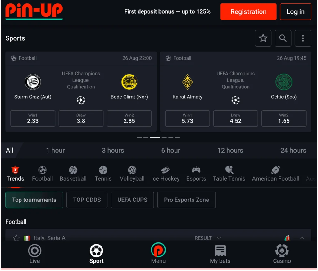 pin up betting page